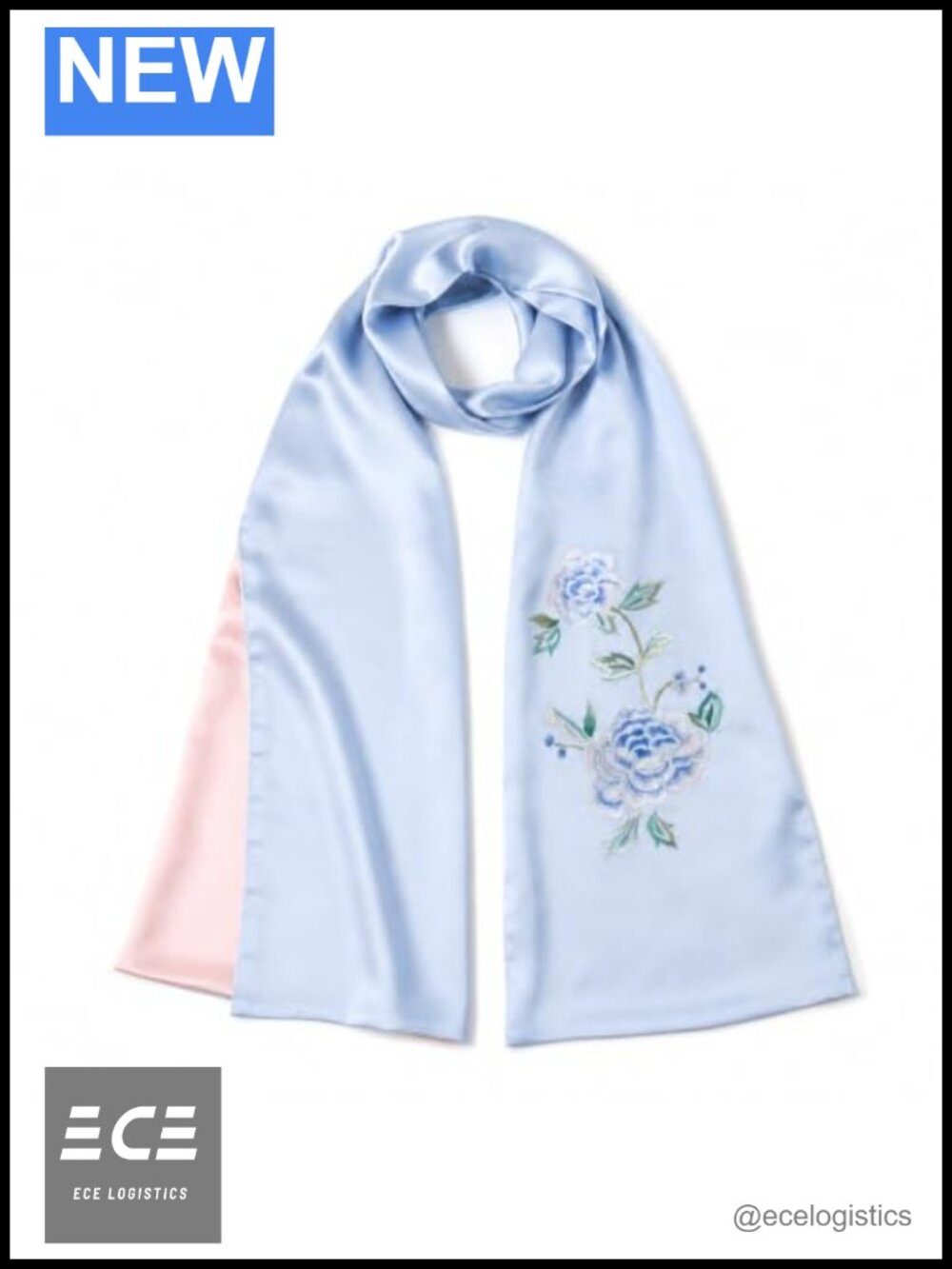 Hand Embroidered 100% Mulberry Silk Scarf Double-Layer 16 Momme Satin Floral